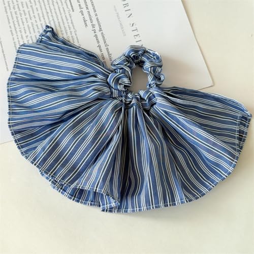 Scrunchies Haargummi Gestreifte Haargummi Weich Elastisch Skrunschis Groß für Mädchen Damen Haarschmuck (Blau) von champracer