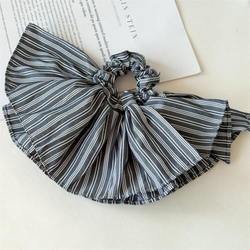Scrunchies Haargummi Gestreifte Haargummi Weich Elastisch Skrunschis Groß für Mädchen Damen Haarschmuck (Schwarz) von champracer