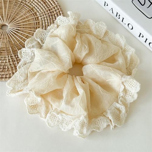 Scrunchies Haargummi Spitzenbordüre Elastischer Haarbänder Elastischer Vintage Pferdeschwanz Halter für Mädchen Damen Haarschmuck von champracer