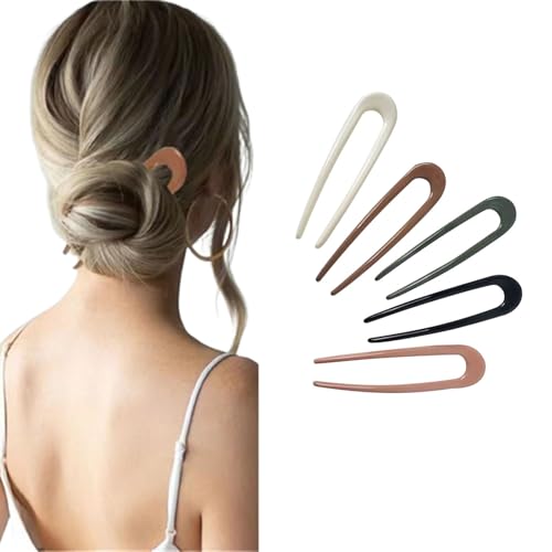 U Förmige Haarnadel, Französische Haarnadel Gabel Hochsteckfrisur Chignon Pins Kopfschmuck, für Alle Haartypen von Frauen und Mädchen Styling Haar Accessoires (5 Stücke) von champracer