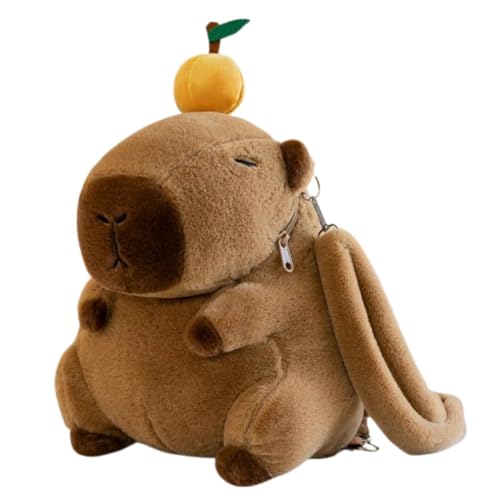 champracer Capybara Plüschtier Rucksack Capybara Rucksack Capybara Kuscheltier Plüsch Rucksack für Erwachsene Wasserschwein Kuscheltier Plüschtier Rucksack Kinder (Orange) von champracer