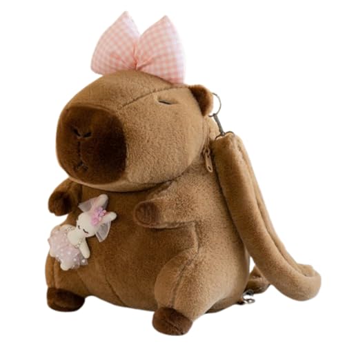 champracer Capybara Plüschtier Rucksack Capybara Rucksack Capybara Kuscheltier Plüsch Rucksack für Erwachsene Wasserschwein Kuscheltier Plüschtier Rucksack Kinder (Rosa Hase) von champracer