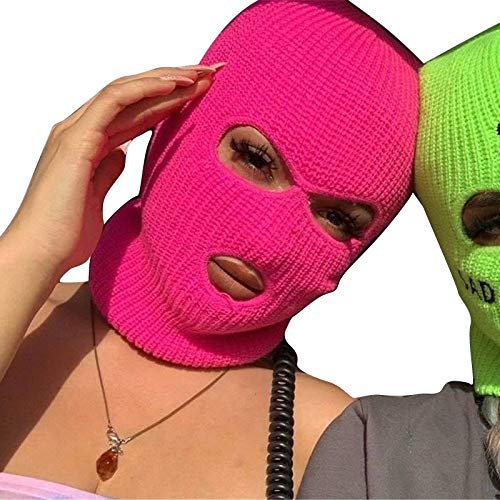 changchang High Fashion Unisex 3-Loch Sturmhaube Winddicht Gestrickte Gesichtsmaske für Wintersport in mehreren Farben, rosarot, Einheitsgröße von changchang