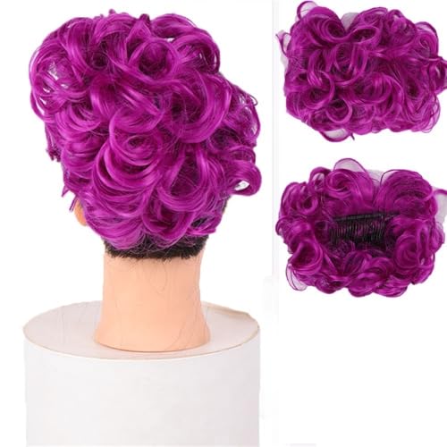 Haarknoten, Synthetischer Kamm-Clip – Locken-Dutt-Verlängerung for Frauen – Ideales Chignon-Hochsteckfrisur-Haarteil(Red) von changgengyi