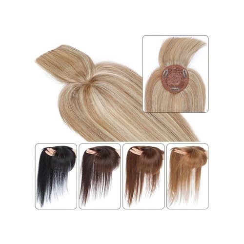 Langhaarperücke, 10-20 Zoll Clip-Haarverlängerungen (8,5 x 8,5 cm) glattes Haar mit Pony for Frauen mit dünner werdendem Haar(Medium Brown+Dark Blond,18 inch) von changgengyi