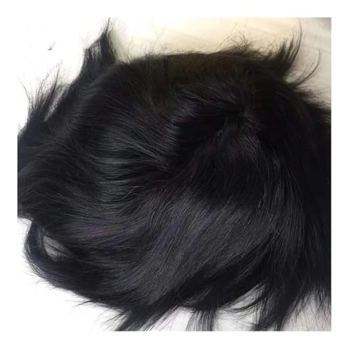 Lustige Perücken, Replacement Toupee Men 0.12mm Thickness Durable Injection Wigs For Men 100% Human Hair System Unit Capillary Prosthesis für Männer,(Darkest Brown,7x9) von changgengyi