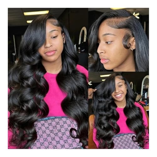 Perücken 13x6 HD Lace Front Perücken Körperwelle 13x6 Transparente Spitze Echthaar Perücken Glueless for Schwarze Frauen Hohe Dichte(8 inch) von changgengyi