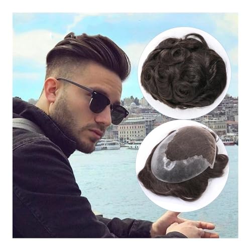 Toupet-Haar für Männer, Männer Toupet Schweizer Spitze Dünne Remy Echthaar männer Perücke Haarteile Einheit Haar System for Mann Haar Prothese männlichen Perücke(6x8) von changgengyi