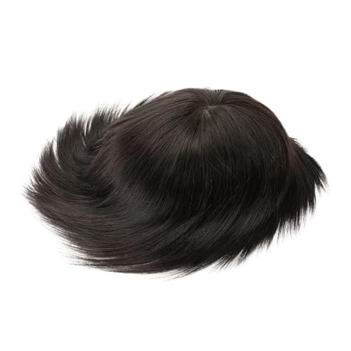 Toupet-Haar für Männer, Seide Spitze Mitte und Poly um Haar Ersatz Toupet Männer Seide Basis Spitze Haar Prothese Haarteil Haar Echthaar männer Perücke(6x8) von changgengyi