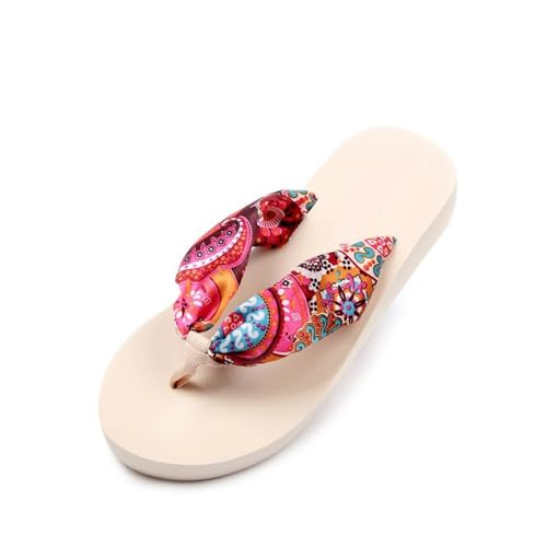 changgengyi Duschpantoffel, Damen Sommer Flip Flops - Dicke weiche Eva Hausschuhe, lässige Sandalen for drinnen und draußen(Beige,38 EU) von changgengyi