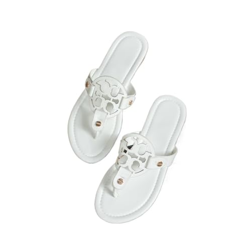 changgengyi Duschpantoffel, Flache Römersandalen for Damen – Atmungsaktive Strandpantoffeln mit Keilabsatz(White,41 EU) von changgengyi