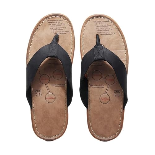 changgengyi Duschpantoffel, Flip-Flops Herren Strandschuhe Rutschfeste Stoßdämpfung Weiche Sohle Einfach(Black,42 EU) von changgengyi