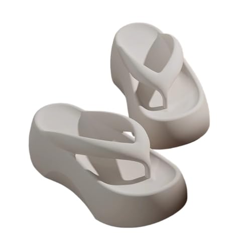 changgengyi Duschpantoffel, Flip-Flops mit 7 cm dicker Sohle for Damen, bequeme Sommersandalen for Strand und Outdoor(White,35 EU) von changgengyi