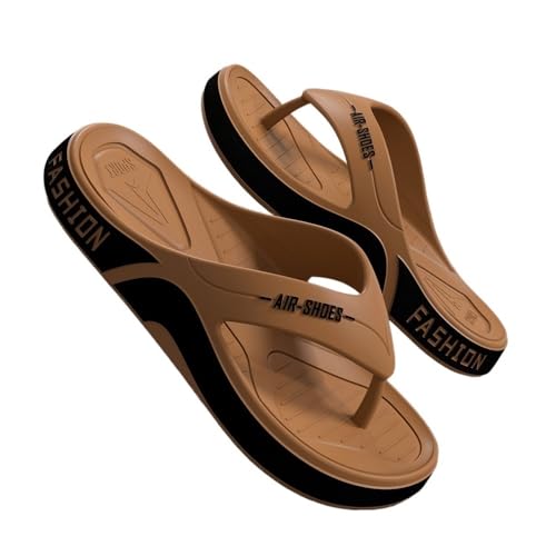 changgengyi Duschpantoffel, Flip-Flops mit dicker Sohle for Herren – sportliche Outdoor-Sandalen for die Freizeit(Brown,42 EU) von changgengyi