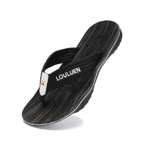 changgengyi Duschpantoffel, Herren Sommer Flip-Flops Atmungsaktive Strandsandalen Leichte Outdoor-Hausschuhe(Black,41 EU) von changgengyi