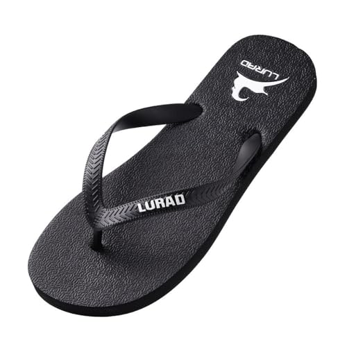 changgengyi Duschpantoffel, Schwarze Flip-Flops for Herren, Sommersandalen – leichte Strandpantoffeln for draußen(Black,45 EU) von changgengyi