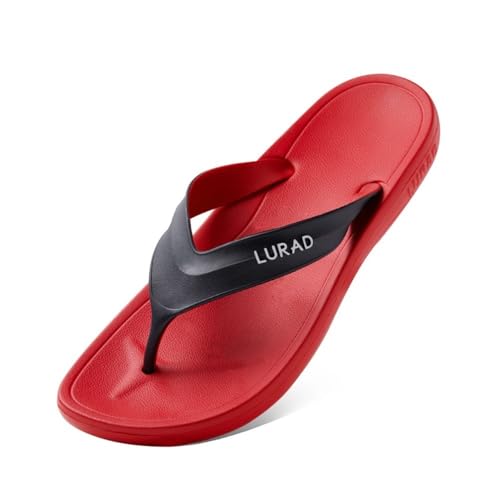 changgengyi Duschpantoffel, Sommer-Flip-Flops for Herren – Bequeme Strandsandalen for draußen(Red,43 EU) von changgengyi