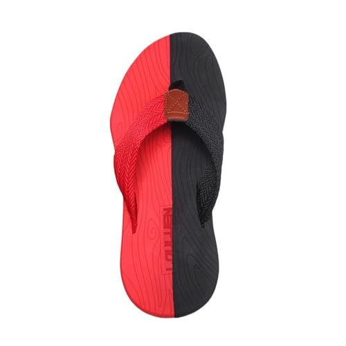 changgengyi Duschpantoffel, Sommer-Flip-Flops for Herren – leichte Strandsandalen, trendig und bequem(BlackRed,39 EU) von changgengyi