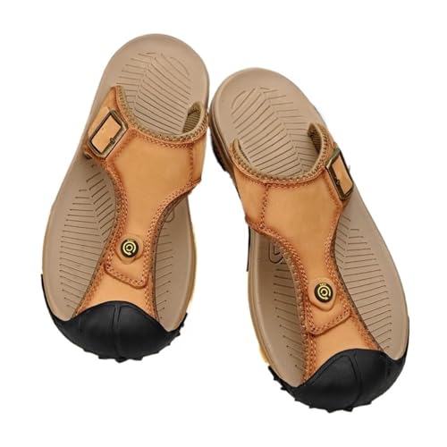 changgengyi Duschpantoffel, Sommer-Flip-Flops for draußen, große Strandpantoffeln, bequeme, lässige Outwear-Sandalen(Lightbrown,45 EU) von changgengyi