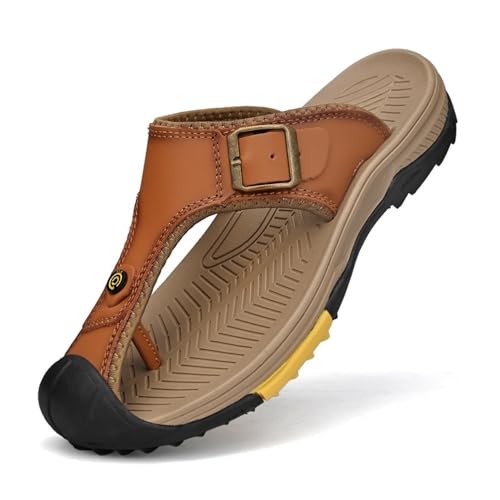 changgengyi Duschpantoffel, Sommer-Flip-Flops for draußen, große Strandpantoffeln, bequeme, lässige Outwear-Sandalen(ReddishBrown,46 EU) von changgengyi