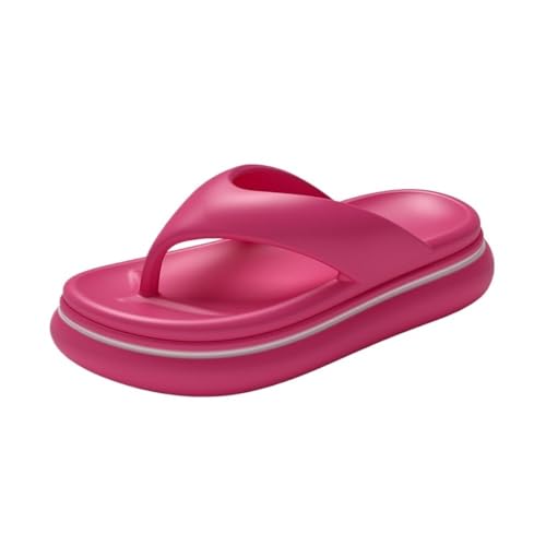 changgengyi Duschpantoffel, Sommer-Strand-Flip-Flops mit dicker Sohle – bequeme EVA-Hausschuhe for Damen und Herren(Rosered,37 EU) von changgengyi