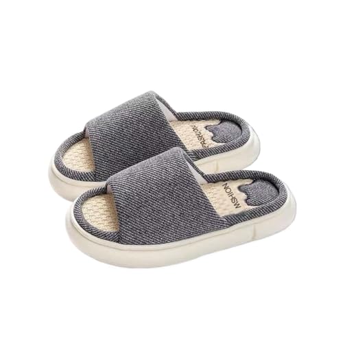 changgengyi Duschpantoffel, Unisex-Hausschuhe aus Leinen mit dicker Sohle for Komfort im Haus(Darkgray,37 EU) von changgengyi