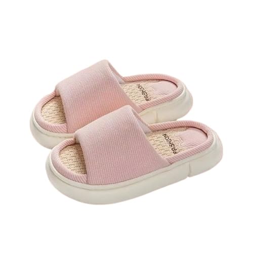 changgengyi Duschpantoffel, Unisex-Hausschuhe aus Leinen mit dicker Sohle for Komfort im Haus(Pink,41 EU) von changgengyi