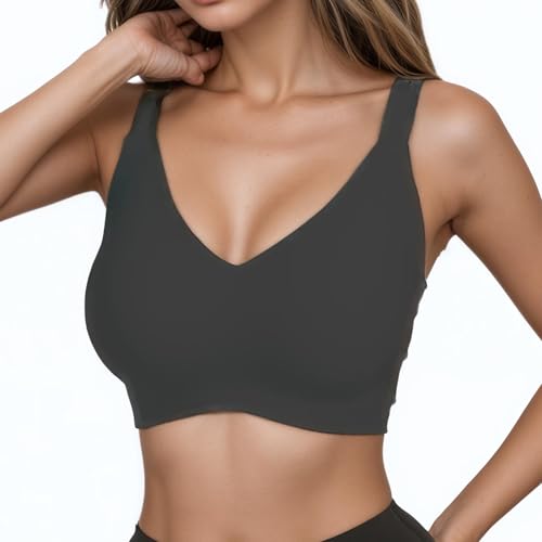 changlizi Bügellos BHS - Push-up-BHS mit Vollschalen für Damen Nahtloses T-Shirt Weicher, bequemer, stützender BH mit verstellbaren Trägern und gepolstertem BH, Schwarz-XL von changlizi