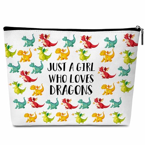 chanuan Dargons Lovers Gifts for Women, Just A Girl Who Loves Dargons Zipper Makeup Bag, Birthday Christmas Gifts for Friend Sister Bestie Daughter, Cosmetic Bag Travel Pouch, 1 Pack (C03), Nur ein von chanuan