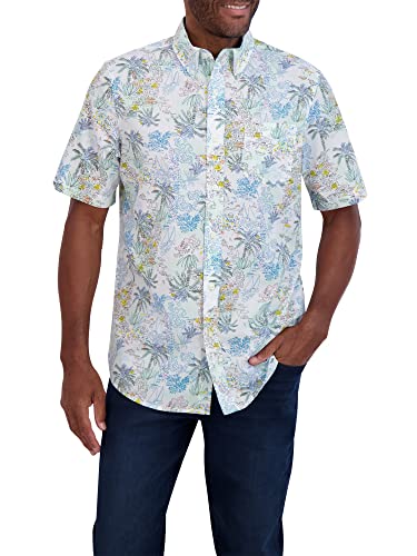 Chaps Herren Hemd - Klassische Passform Kurzarm Button Down Kragen Hemd (S-2XL), Weißer Stein, Mittel von chaps