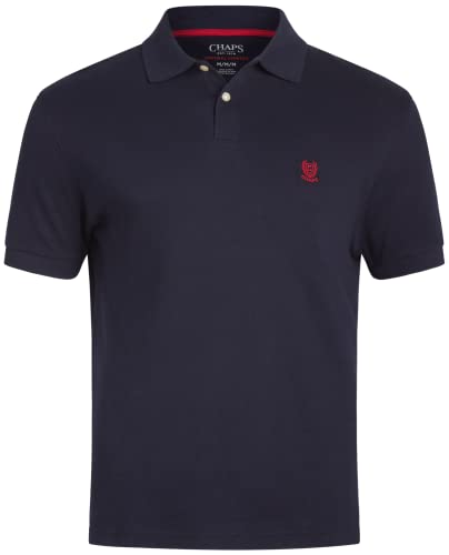 Chaps Herren Poloshirt - Klassische Passform Kurzarm 2-Knopf Doppelstrick Baumwolle Poloshirt (S-XL), American Navy, Klein von chaps