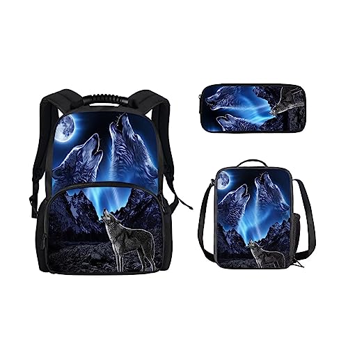 CHAQLIN 3D Herren Reiserucksack Tierdruck Schule Laptop Rucksack, Galaxie Tier Wolf, Einheitsgröße von chaqlin