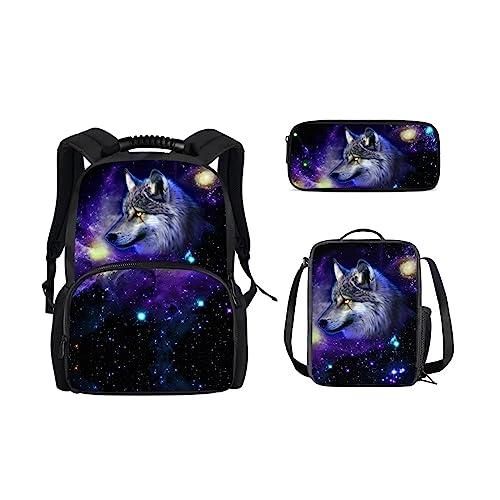 CHAQLIN 3D Herren Reiserucksack Tierdruck Schule Laptop Rucksack, Galaxy Blue Wolf, Einheitsgröße von chaqlin