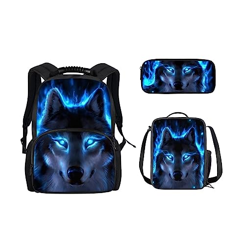 CHAQLIN 3D Herren Reiserucksack Tierdruck Schule Laptop Rucksack, Neon Tier Wolf, Einheitsgröße von chaqlin