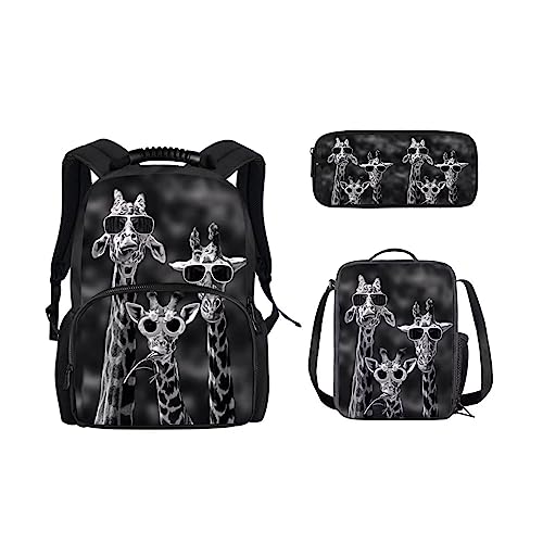 CHAQLIN 3D Herren Reiserucksack Tierdruck Schule Laptop Rucksack, Tierische schwarze Giraffe, Einheitsgröße von chaqlin