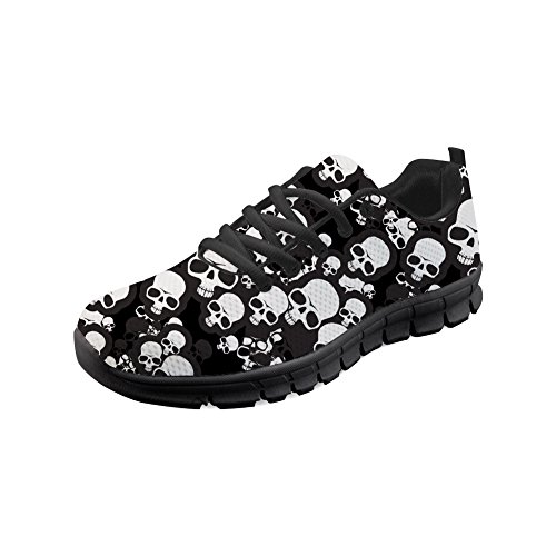 ChAQLIN Damen Herren Tennisschuhe mit Totenkopf-Motiv, Schwarz - Totenkopf 6 - Größe: 42 EU von chaqlin