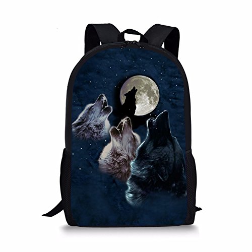 Chaqlin Kinder Schulrucksack mit coolem Wolfsmotiv Wolf-3 Einheitsgröße von chaqlin