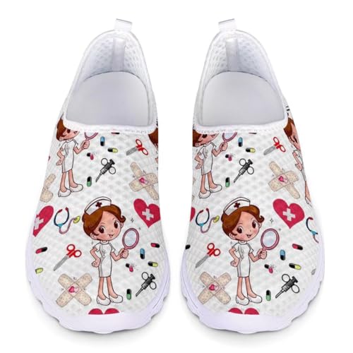 chaqlin Damen Mädchen Krankenschwester Turnschuhe Weiße Frauen Casual Mesh Laufschuhe für Frauen Erwachsene Casual Sport Gym Trainer Atmungsaktive Strand Wasserschuhe 36 EU von chaqlin