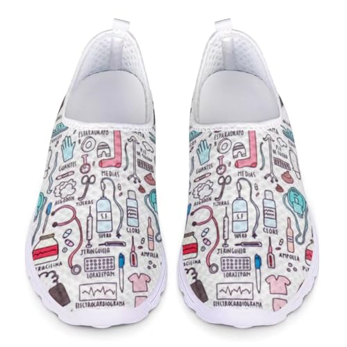 chaqlin Kawai Krankenschwester Schuhe Leichte Mode Slip-on Running Mesh Schuhe für Damen Wohnungen Travel Beach Wasserschuhe Leichte Damen Trainer 38 EU von chaqlin