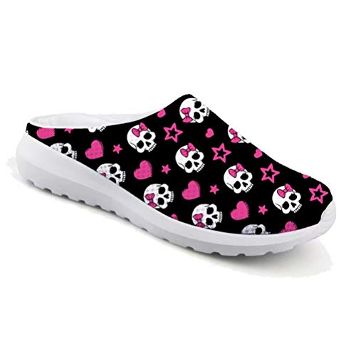 Chaqlin Skull Print Mesh Flip Flop Strand Sandalen Outdoor Sport Casual Sommer Schuhe Männer Frauen Unisex Slipper leicht schnell trocknend Garten Clog Loafer, - Totenkopf 1 - Größe: 38 EU von chaqlin