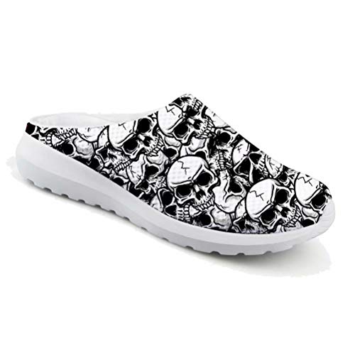 Chaqlin Skull Print Mesh Flip Flop Strand Sandalen Outdoor Sport Casual Sommer Schuhe Männer Frauen Unisex Slipper leicht schnell trocknend Garten Clog Loafer, - Totenkopf 5 - Größe: 43 1/3 EU von chaqlin