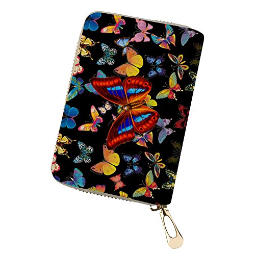 Visitenkartenhalter mit Schmetterlingsmuster, PU-Leder, Reisebrieftasche, Führerschein für Damen, Schmetterling 2, S von chaqlin