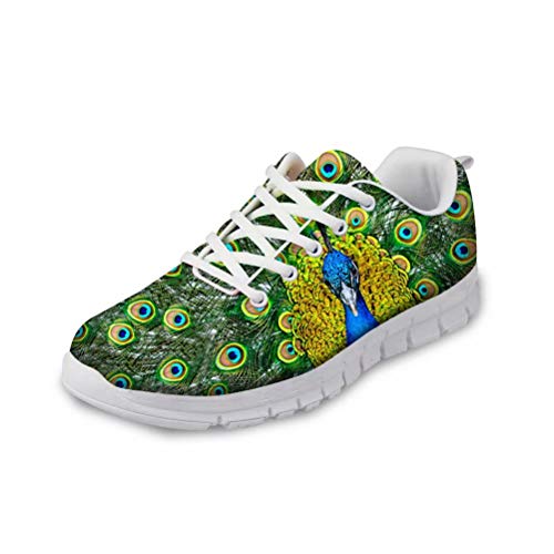 chaqlin 3D Pfau Turnschuhe für Damen Mädchen Schuhe Casual Walking Laufschuhe Leicht mit Schnürung Größe 39 von chaqlin