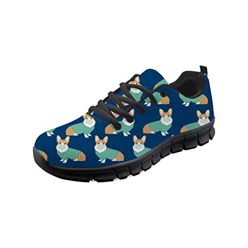 chaqlin Animal Corgi Print Fashion Sneakers Damen Mens Casual Sport Gym Laufen Wanderschuhe Teenager Mädchen Junge Lace up Schule Wohnungen Trainer Größe UK10.5 = Eur44 von chaqlin