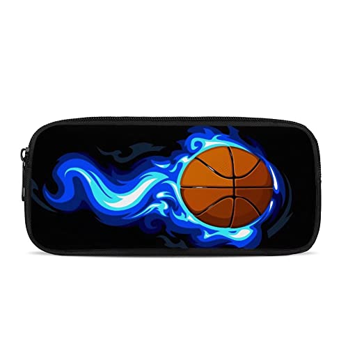 chaqlin Blauer Basketball Bedruckter Federmäppchen mit großer Kapazität für Jungen und Teenager, große Schreibwarentasche, niedlicher Stifthalter, Büro-Marker-Organizer für Kunstbedarf von chaqlin