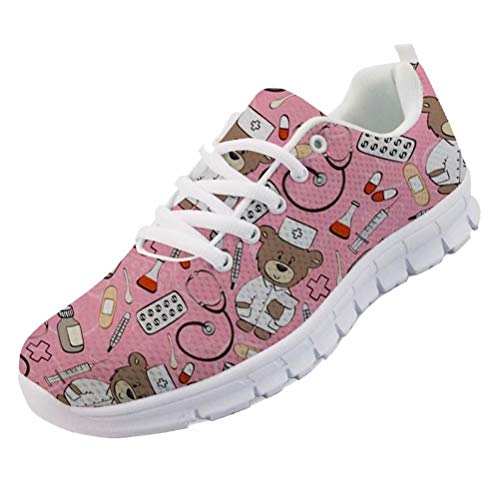 chaqlin Cartoon Bär Muster Damen leichte Laufschuhe Sport Walking Sneakers Pink für Damen Mädchen Größe EU39 von chaqlin