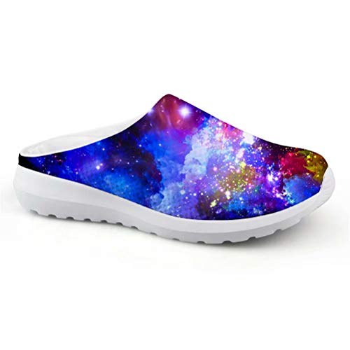 chaqlin Damen Clogs Sommer ultraleichte Strandsandalen Atmungsaktive 3D Space Galaxy Mesh Pantoffeln Größe 36 von chaqlin