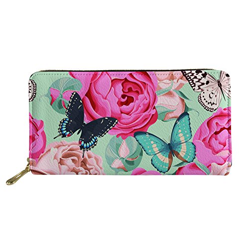 chaqlin Damen Geldbörse Elegant Clutch Schmetterling Portemonnaie Lang Portemonnaie Leder Geldbörse, Schmetterling 5, Einheitsgröße, Münztasche von chaqlin