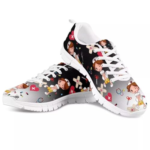 chaqlin Damen Herren Laufschuhe Leichte Krankenschwester Mesh Turnschuhe Schnüren WalkschuheOutdoor Sport Gym Jogging Sportliche Fitness Turnschuhe,Größe 40 EU von chaqlin