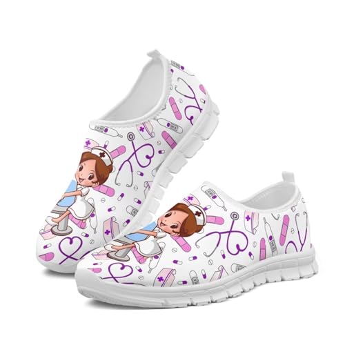 chaqlin Damen Herren Slip-on Walking Schuhe Weiße Sneaker Krankenschwester Schuhe Leichte Frauen Männer Laufschuhe Mesh Tennisschuhe Krankenschwester Arbeitsschuhe Nurse Turnschuhe,Größe 38 EU von chaqlin